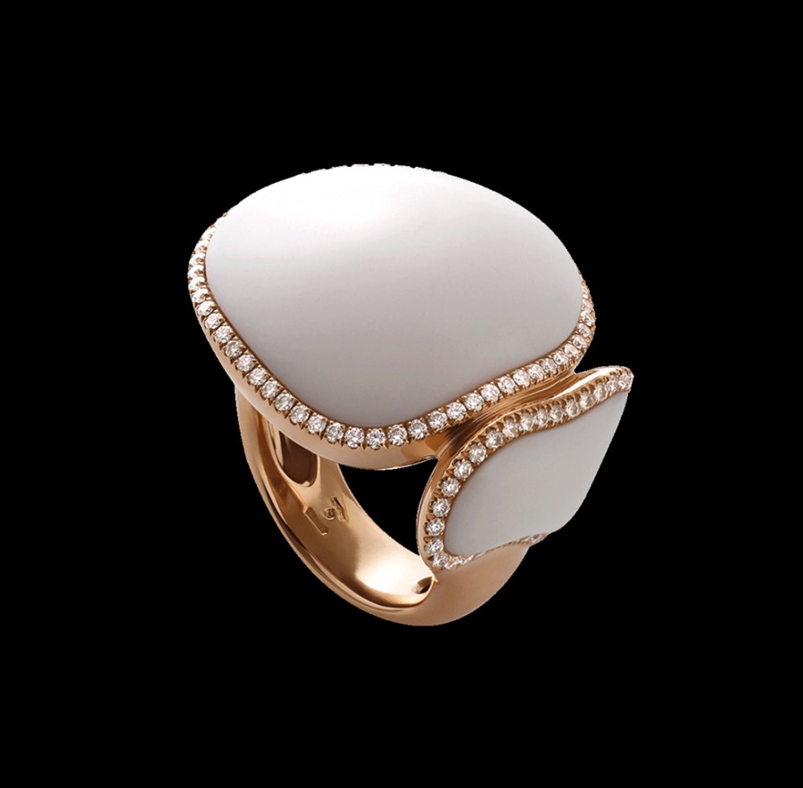 Jewelry Chantecler | Anello Scultura Enchante In Oro Rosa 18Kt, Diamanti E Kogolong Cod.36261