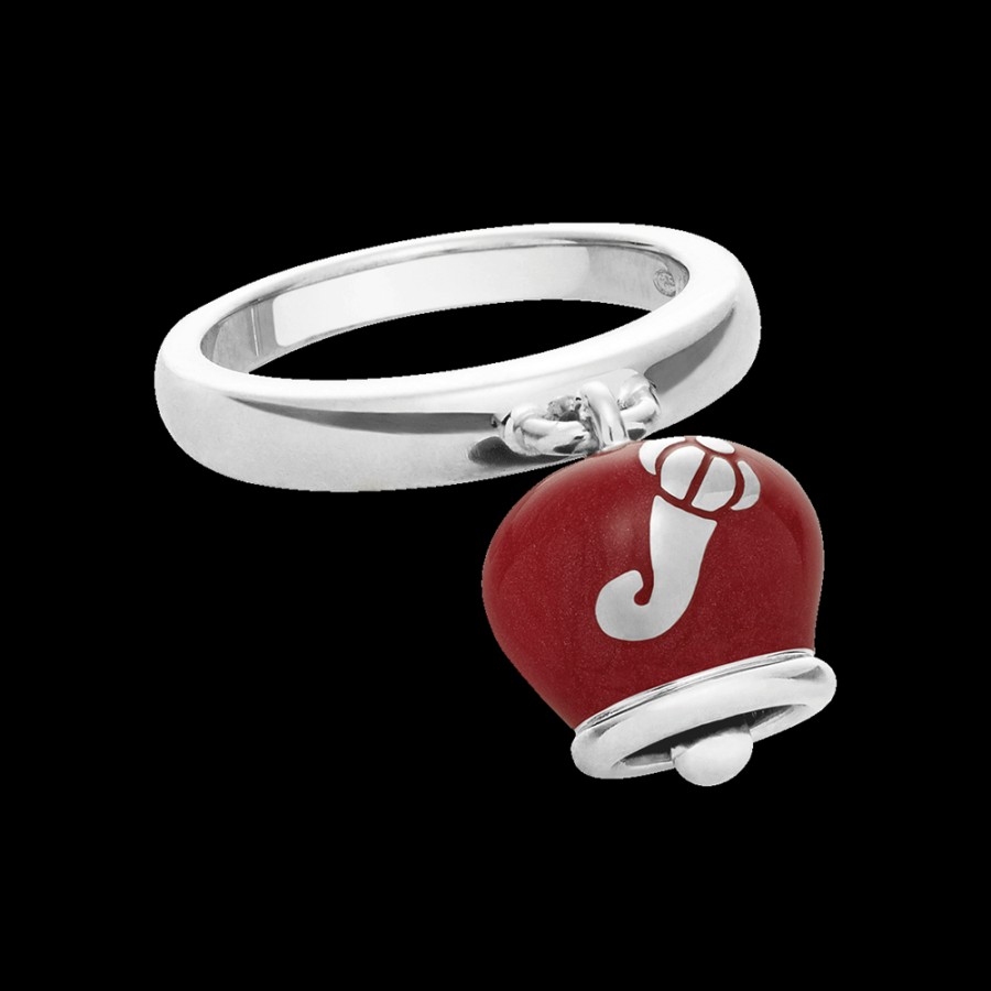 Et Voila Silver Chantecler | Anello Et Voila Campanella Piccolo In Argento E Smalto Rosso Perlato Con Cornetti Sul Retro Cod.36385