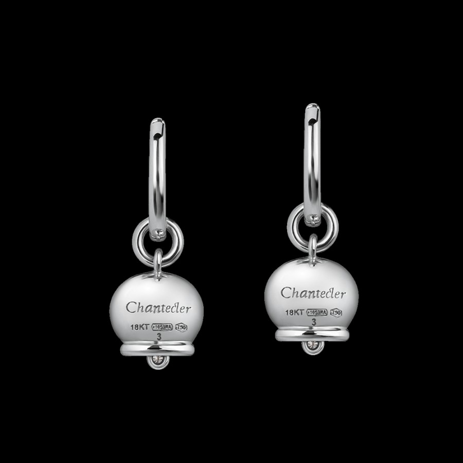 Jewelry Chantecler | Orecchini Campanella Piccoli In Oro Bianco 18Kt E Diamanti Nei Batacchi Cod.36581