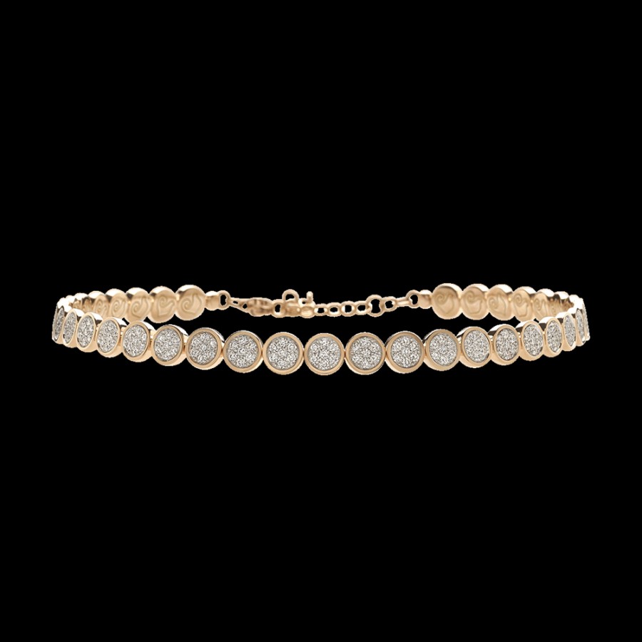 Jewelry Chantecler | Choker Paillettes In Oro Rosa 18Kt E Full Pave Di Diamanti Cod.40215